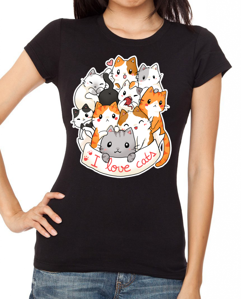 Camiseta “I cats” – Kawaii Shop Online